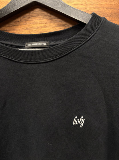 AW2021 Ann Demeulemeester ‘Holy’ Embroidered Logo Black Sweatshirt