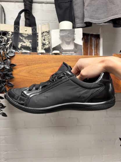 Prada Sport Black Nylon/Patent Leather Low Top Sneakers