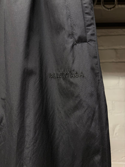 2024 Balenciaga ‘Minimal Logo’ Straight Leg Black Nylon Drawstring Track Pants