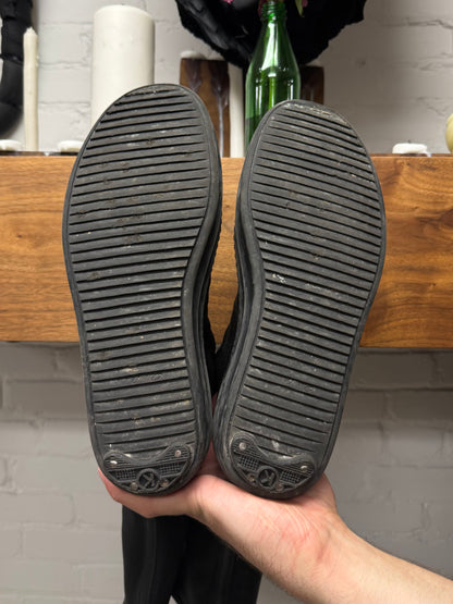 Rick Owens Waxed Black Canvas ‘Sock Ramones’ High Top Sneakers