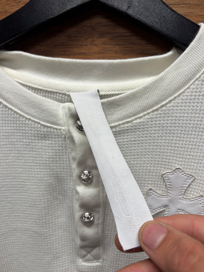 Chrome Hearts Leather Cross Patch White Rhodium Thermal Long Sleeve Henley
