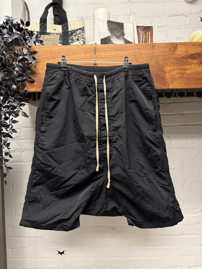 AW2014 Rick Owens ‘Moody’ Drop Crotch Black ‘Pod’ Drawstring Shorts