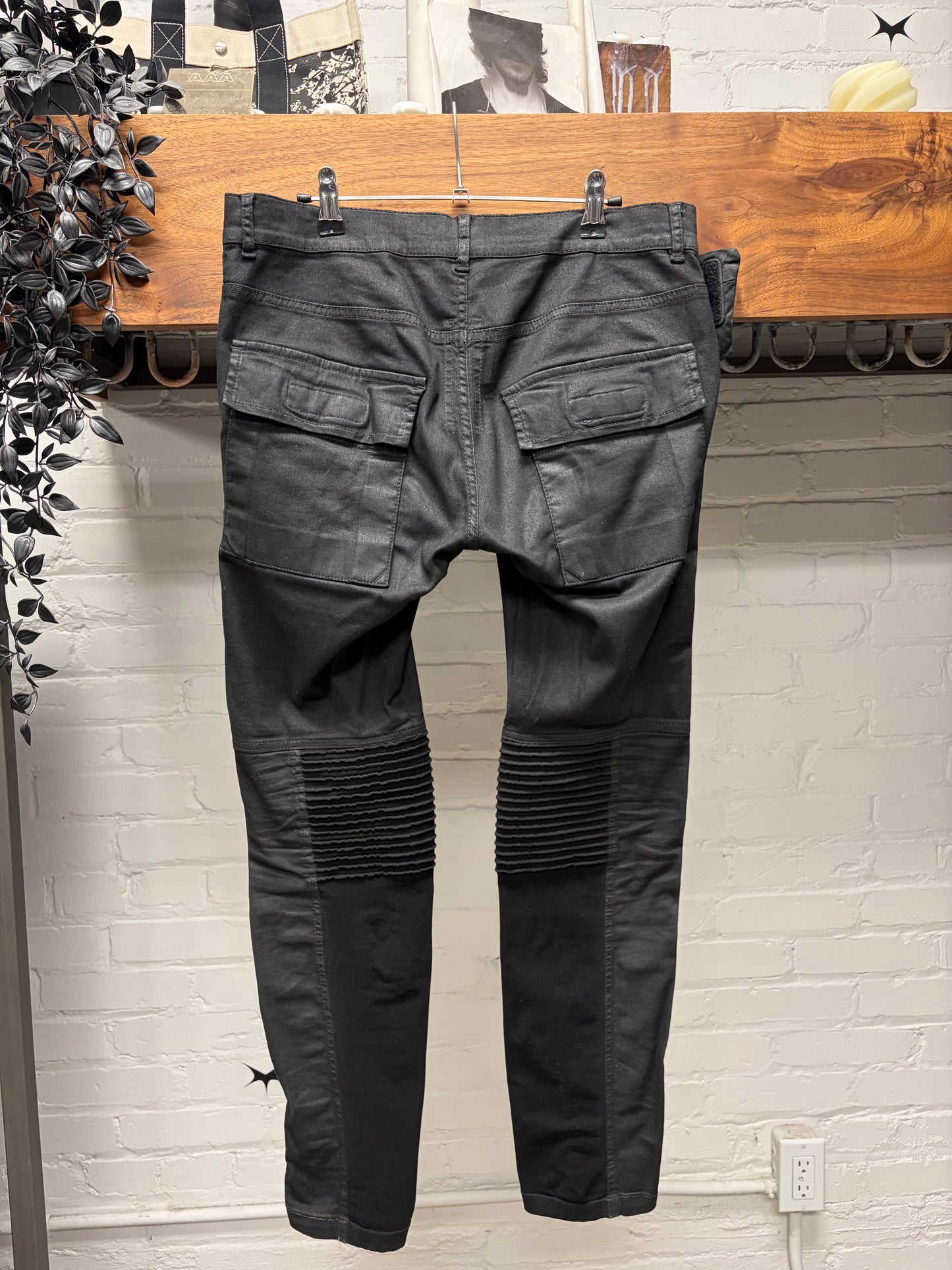 SS2014 Rick Owens ‘Memphis’ Waxed Black Skinny Jeans
