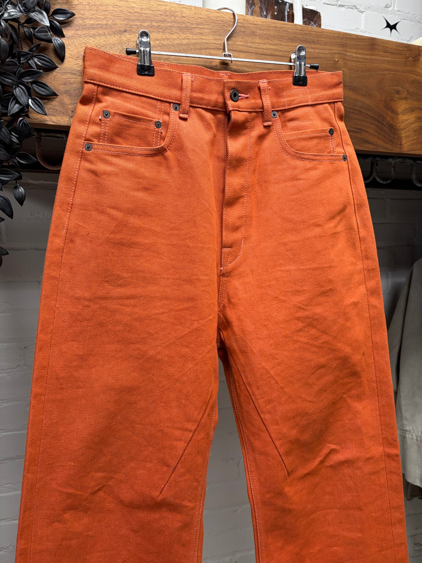 Rick Owens 16oz Japanese Denim ‘Geth’ Wide Leg Orange Jeans