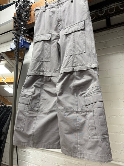 SS2025 Balenciaga Grey Ripstop ‘Convertible’ Flared Leg Cargo Pants