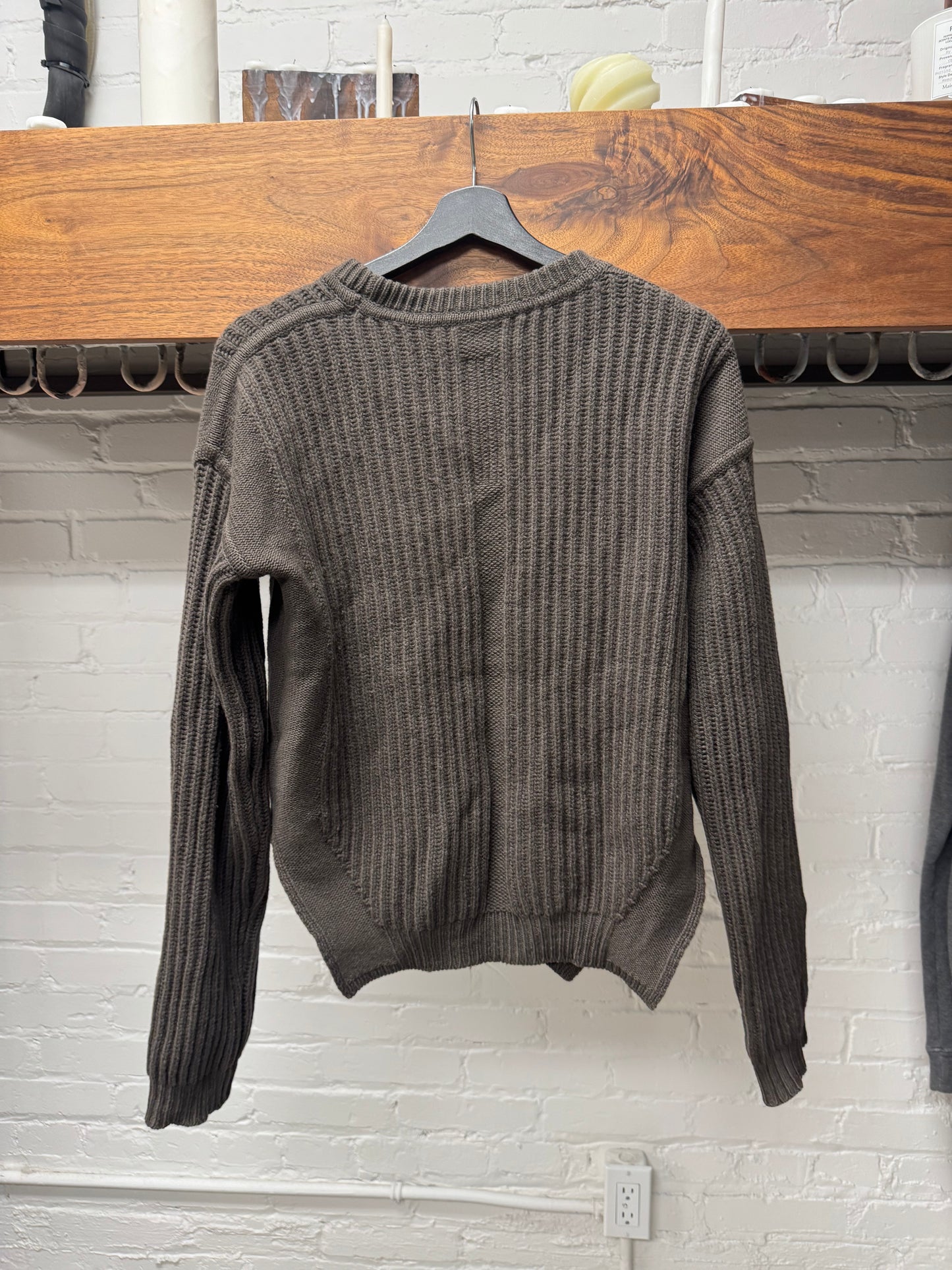AW2018 Rick Owens ‘Sisyphus’ Ribbed ‘Dark Dust’ Knit Sweater