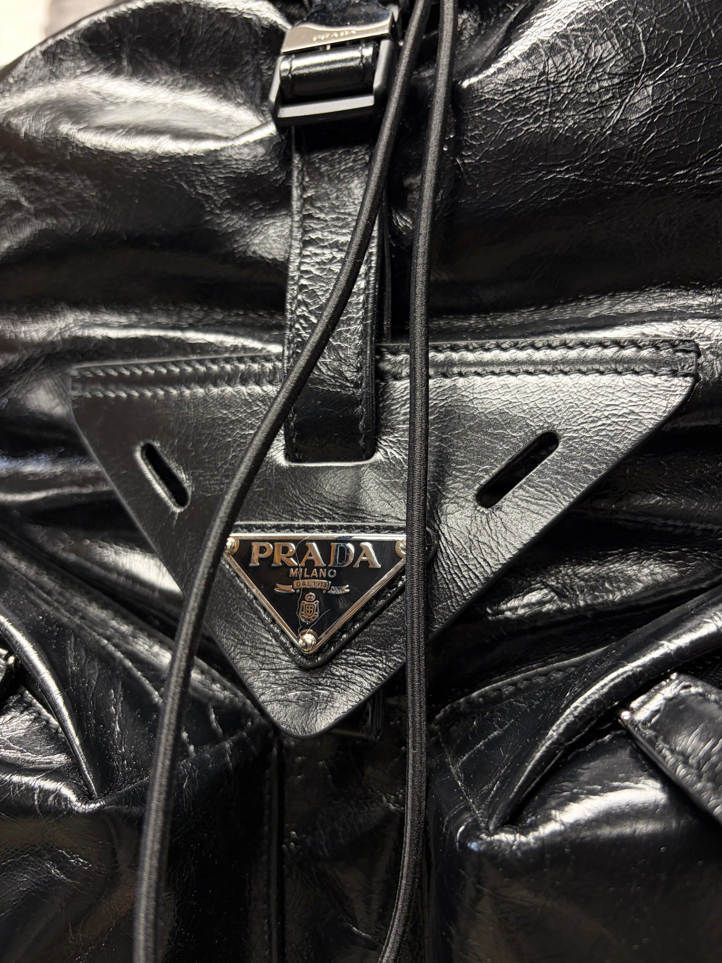 Prada ‘Softlooks’ Black Leather Full Size Backpack