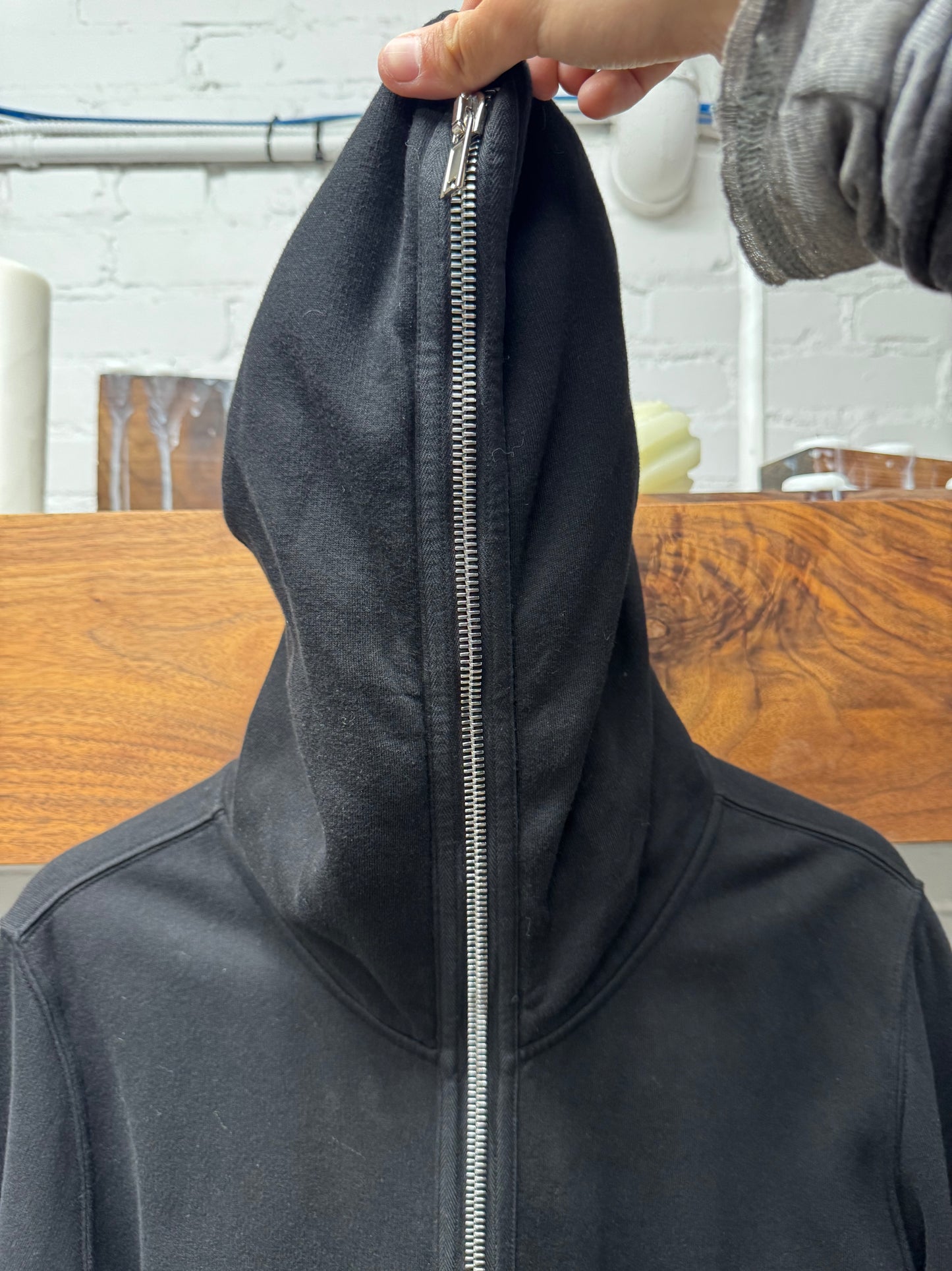 Rick Owens ‘Gimp’ Black Full-Zip Cotton Hoodie