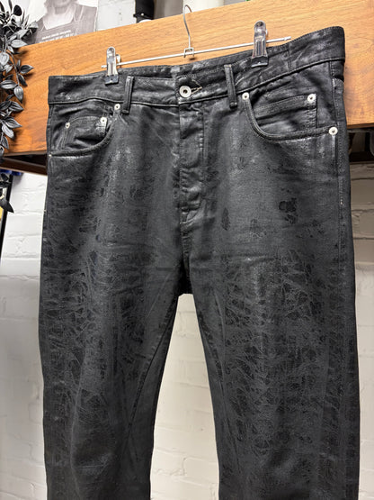 Rick Owens ‘Detroit Cut’ Waxed Black Skinny Jeans