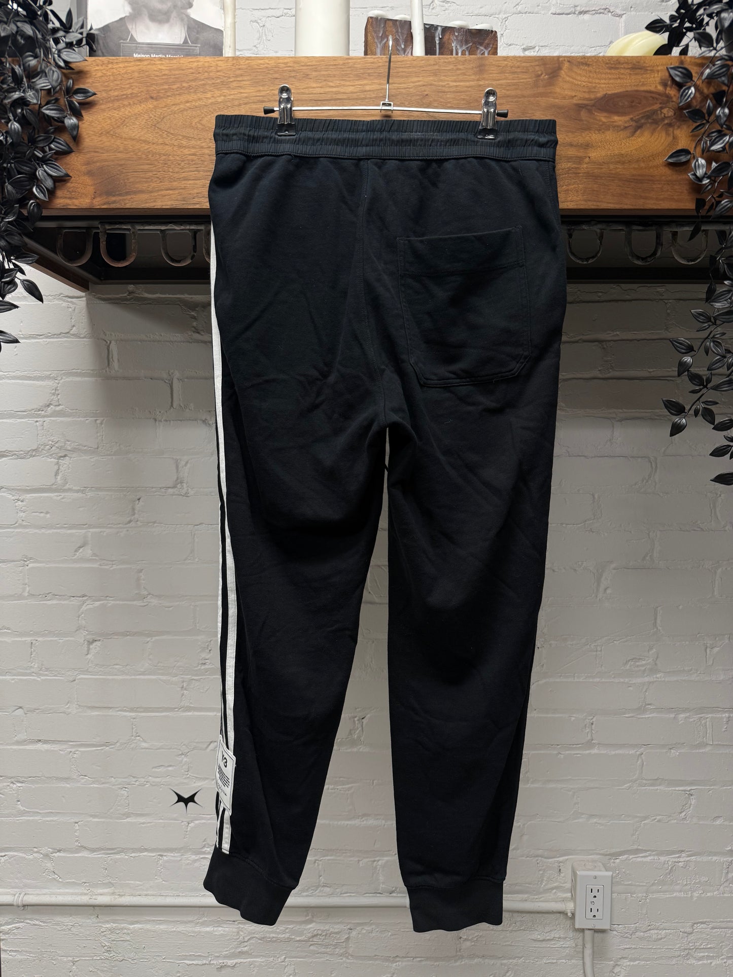 Y-3 by Yohji Yamamoto ‘3-Stripes’ Asymmetric Black Sweatpants