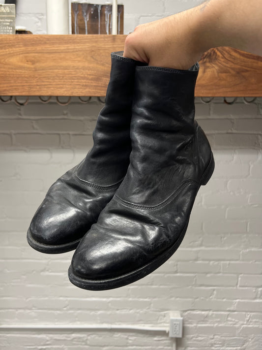 Guidi 986 Backzip Black Calfskin Leather Ankle Boots