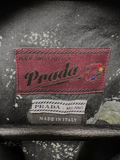 Prada Still Life Bottle Graphic Camp Collar Shirt