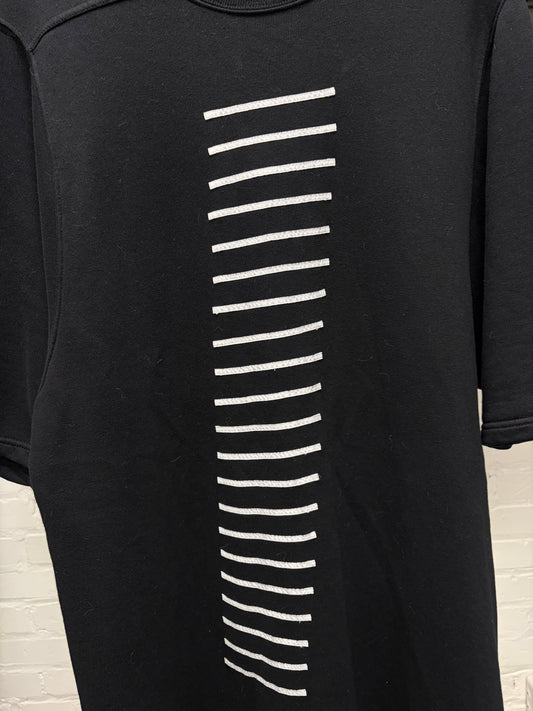 Rick Owens DRKSHDW Striped Black Short Sleeve Sweatshirt