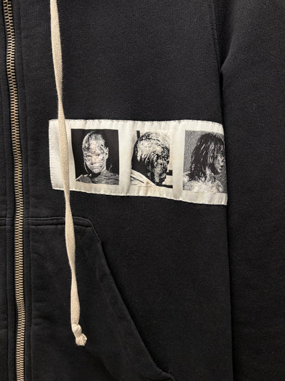 2016 Rick Owens Patchwork ‘Jason’ Black Drawstring Hoodie