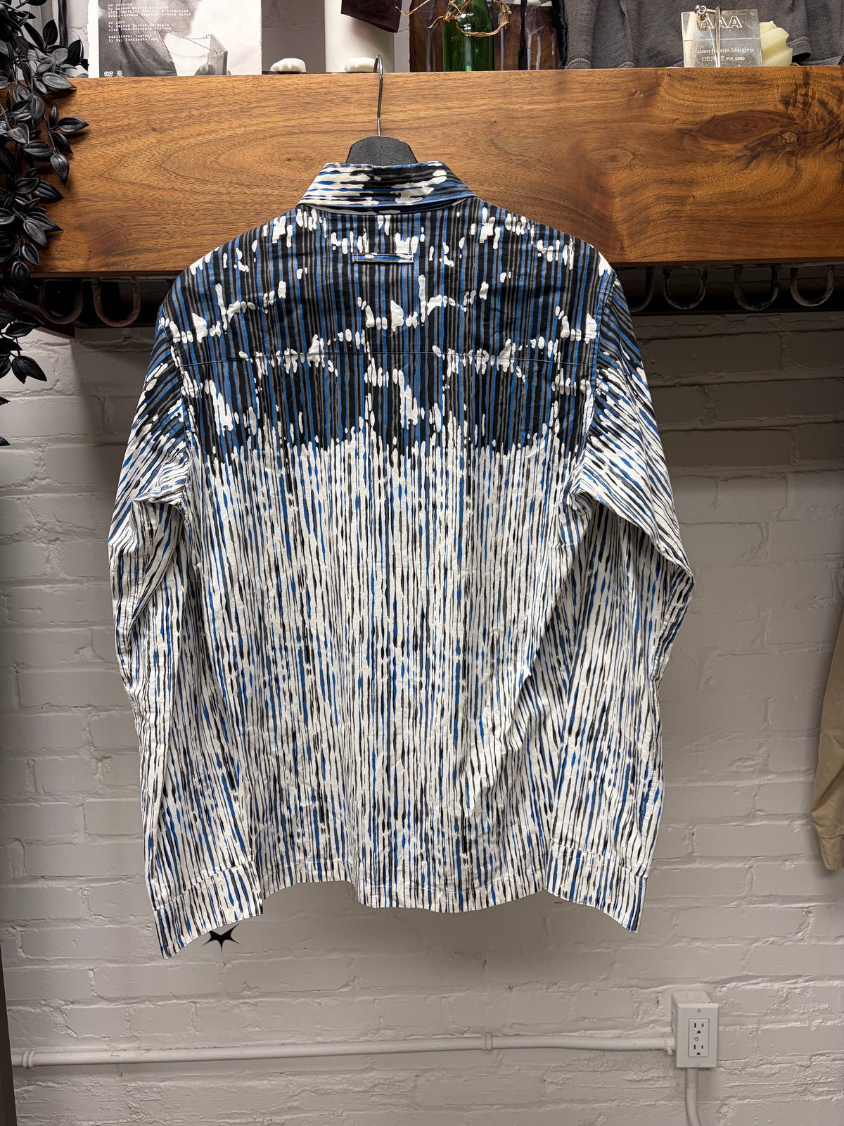 Vintage Jean Paul Gaultier Homme ‘Objet’ Paint Splatter Blue/White Button Up Shirt