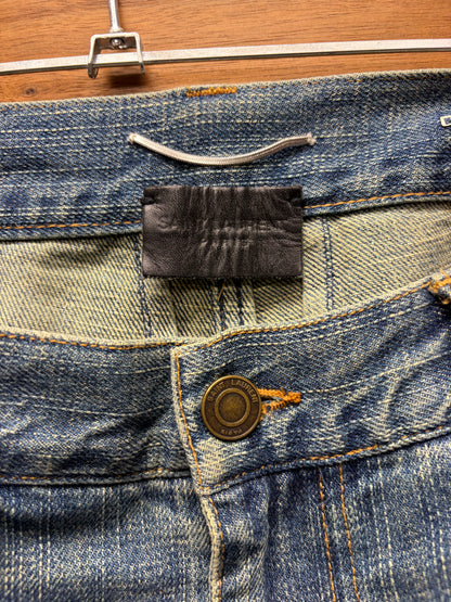 2015 Saint Laurent by Hedi Slimane ‘D02’ Distressed Knee Blowout Blue Skinny Jeans