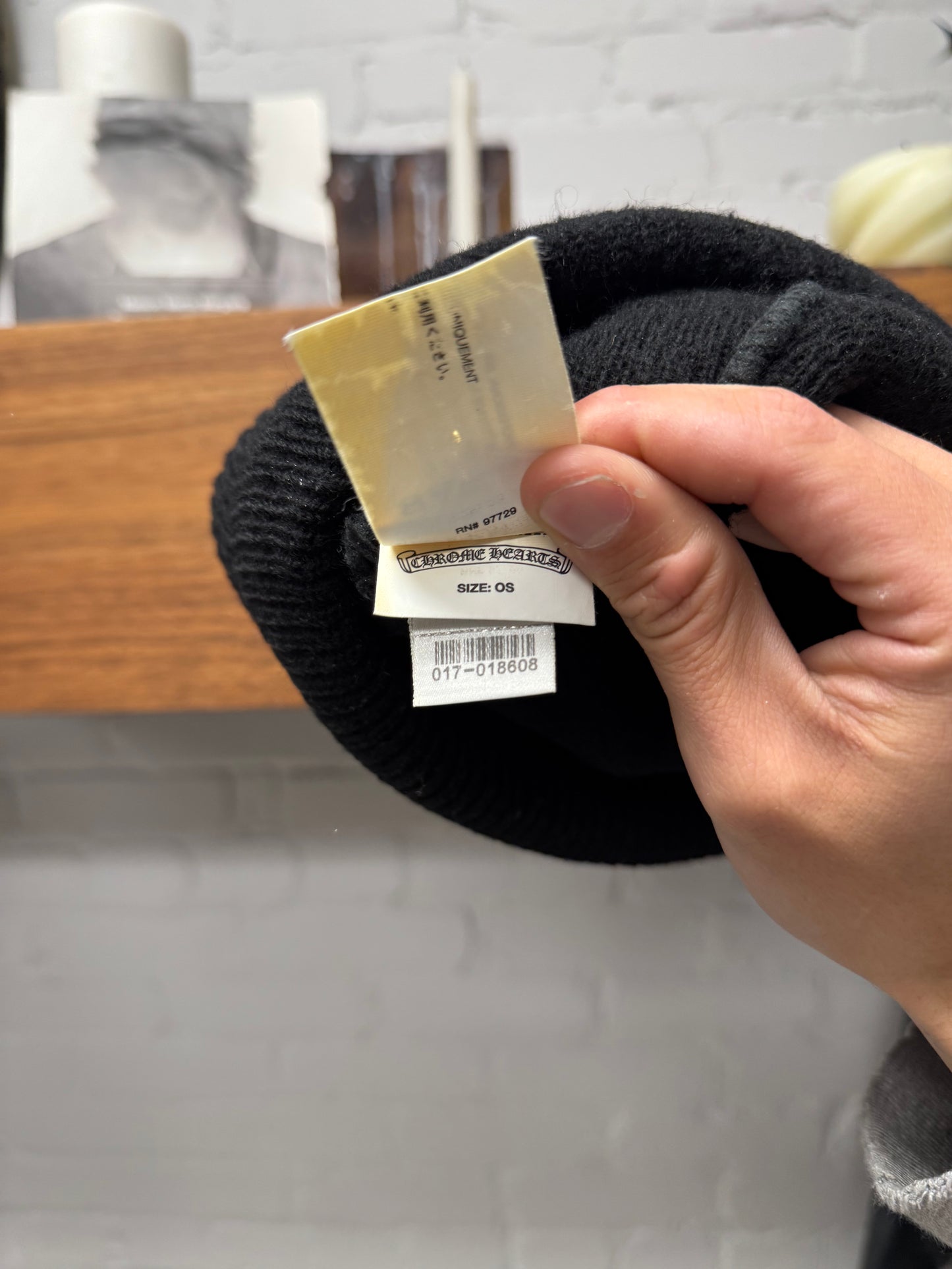 Chrome Hearts Black Ribbed ‘Plus Cross’ Wool Knit Beanie