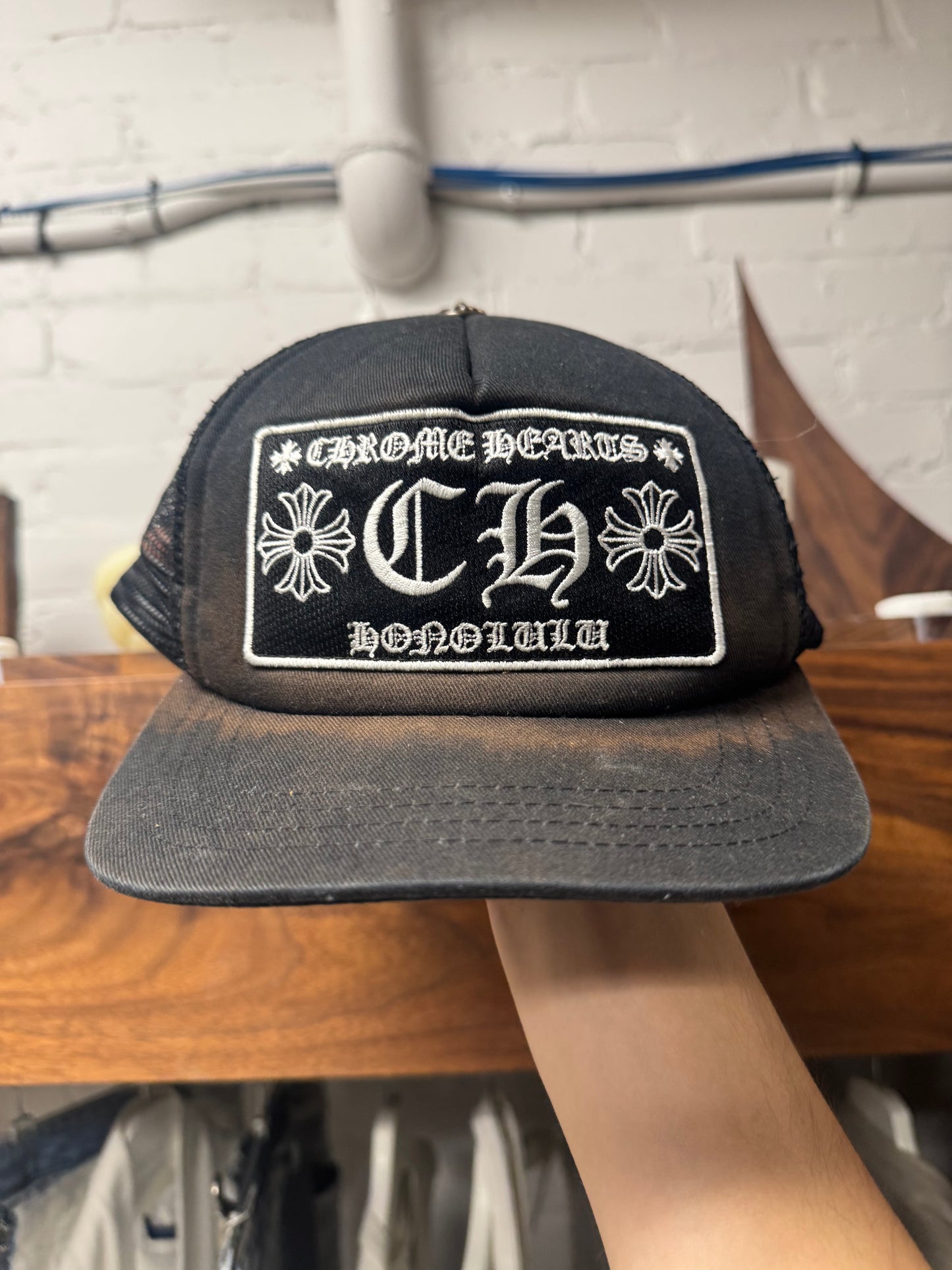 Chrome Hearts ‘Honolulu’ Black Mesh Trucker Hat