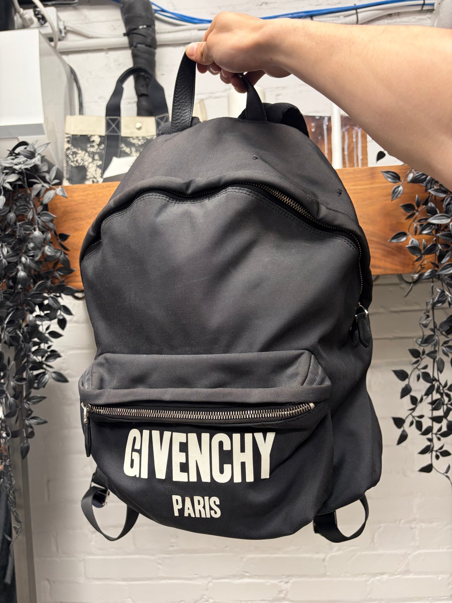 Givenchy Paris Distressed Black Nylon Backpack
