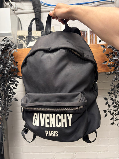 Givenchy Paris Distressed Black Nylon Backpack