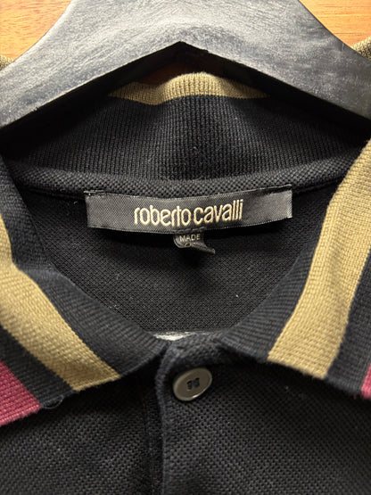 Roberto Cavalli ‘RC Crest’ Embroidered Logo Red/Gold Polo