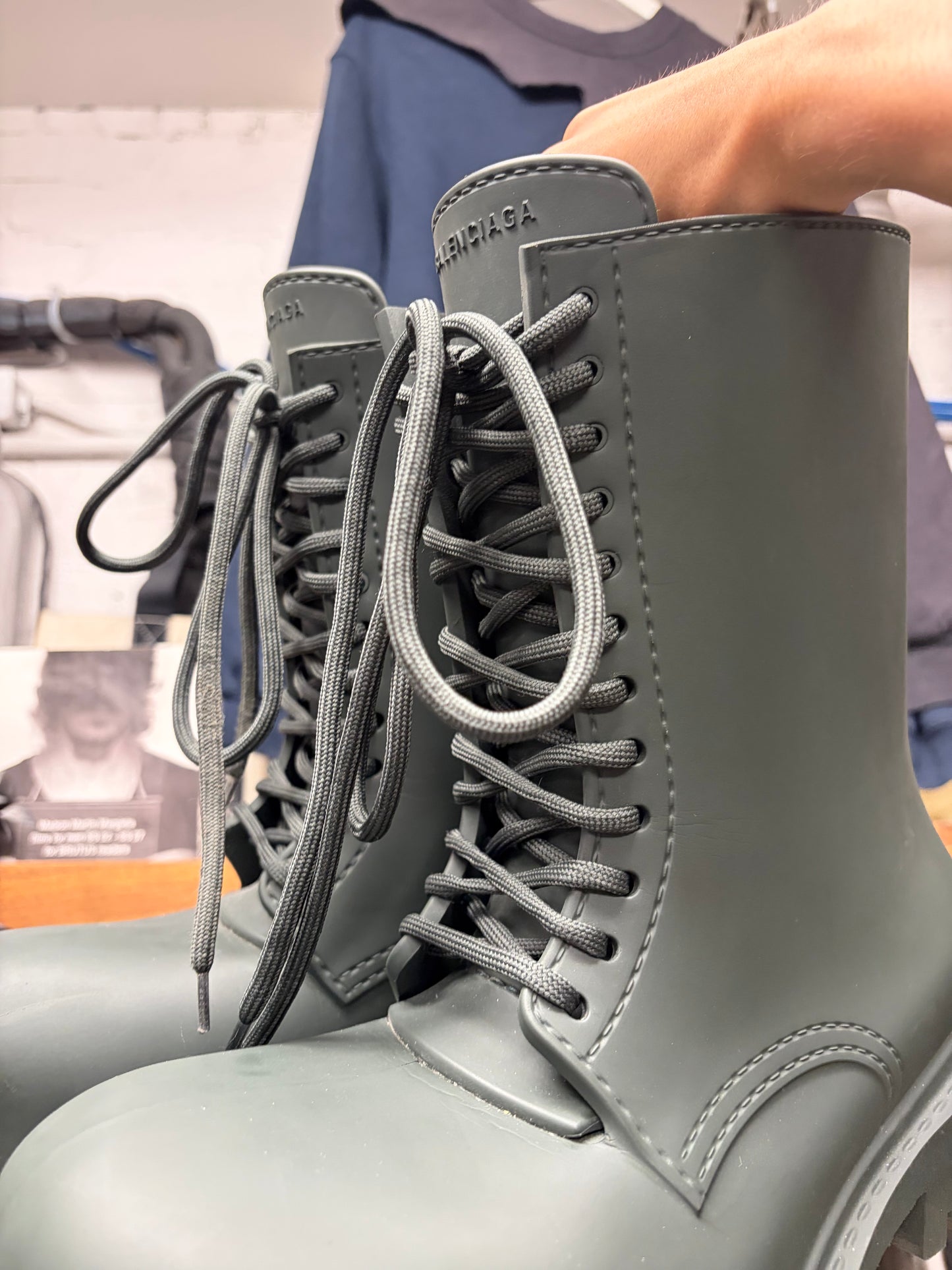 Balenciaga ‘Steroid’ Military Green Lace Up Oversized Combat Boots