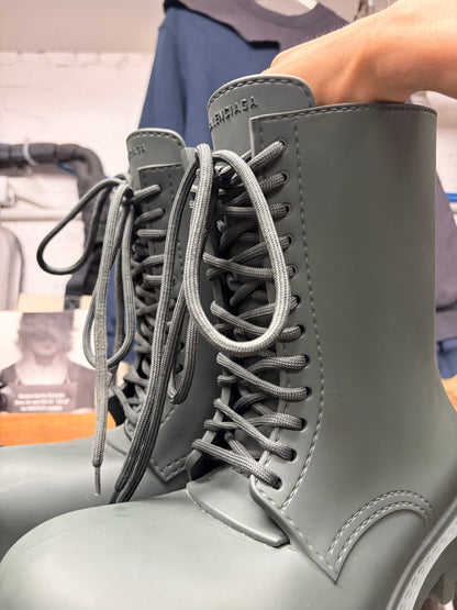 Balenciaga ‘Steroid’ Military Green Lace Up Oversized Combat Boots