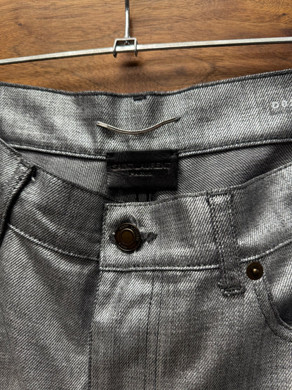 2018 Saint Laurent Silver Waxed ‘D02’ Skinny Denim