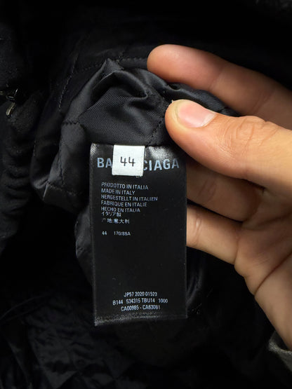 Balenciaga Oversized Black Embroidered Logo Virgin Wool Zip-Up Fleece Jacket