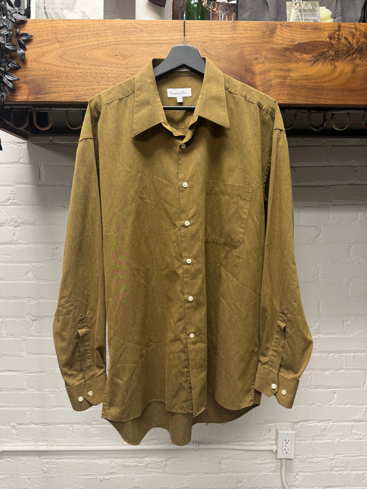 Vintage Christian Dior Caramel Brown Button Up Shirt