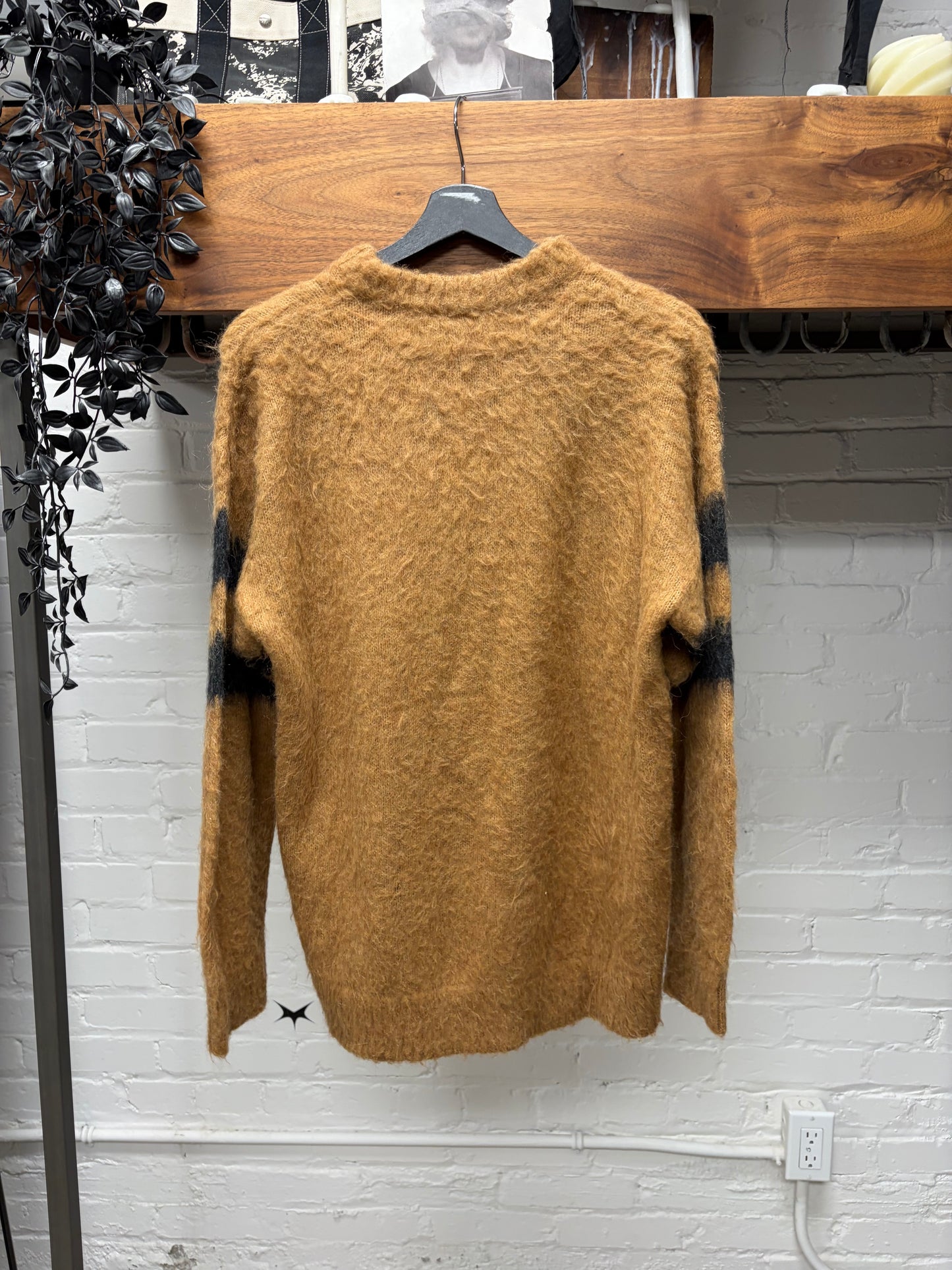 Acne Studios Mohair/Wool Brown Striped Knit Sweater