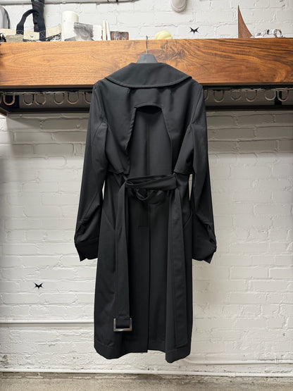 SS2020 Rick Owens ‘Tecuatl’ Double Breasted Black Wool Belted Trench Coat