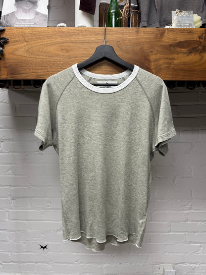 Vintage Yohji Yamamoto Y’s Oatmeal/White ‘Ringer’ Wool Blend Short Sleeve Shirt