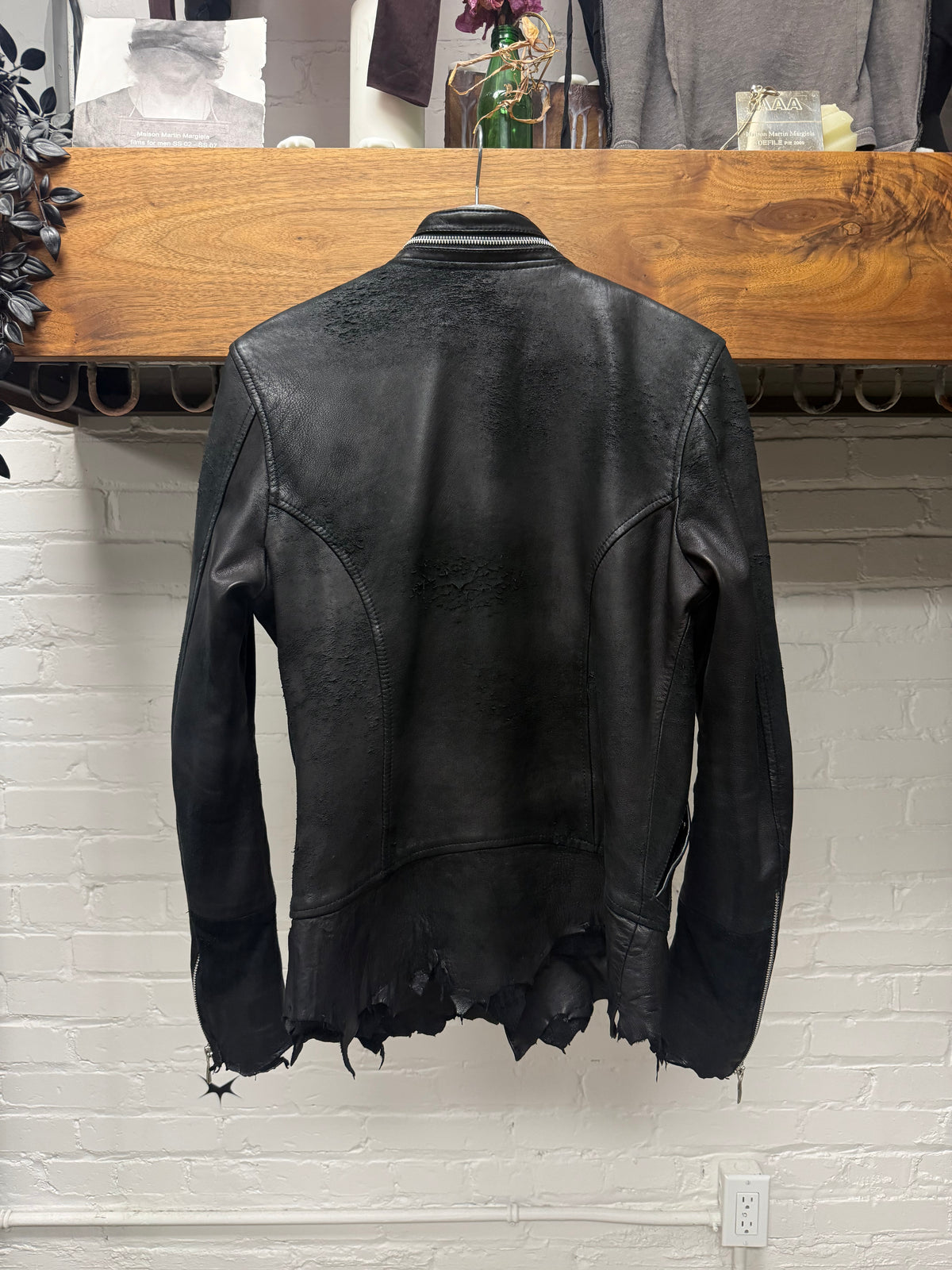 14th Addiction ‘Cross Zip’ Black Lambskin Leather Jacket