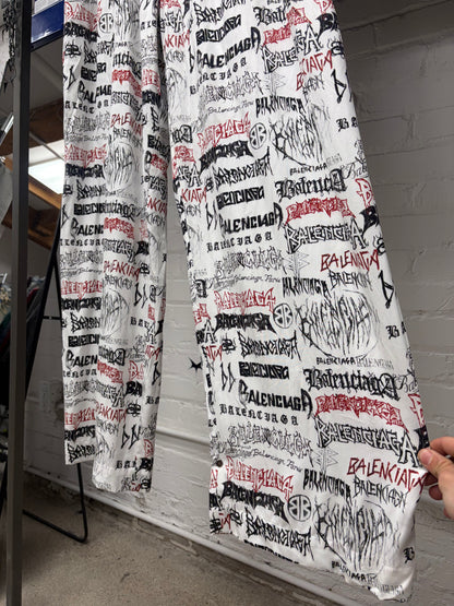 2023 Balenciaga ‘DIY Metal Logo’ White Wide Leg Pyjama Pants