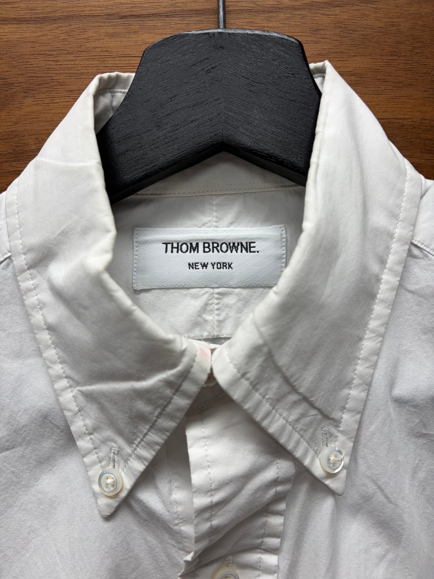 Thom Browne Classic White Cotton Striped Oxford Button Down Shirt
