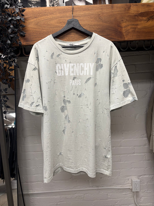 Givenchy Thrash Distressed  ‘Painter’ White Logo T-Shirt