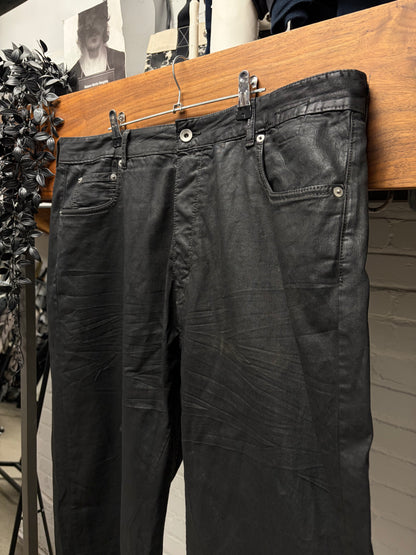 Rick Owens ‘Geth Cut’ Waxed Black Wide Leg Pants