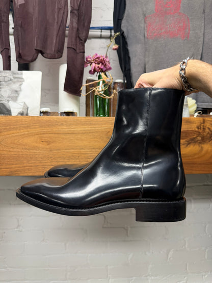 Balenciaga Polished Black Calfskin Leather ‘Rim’ Chelsea Boots