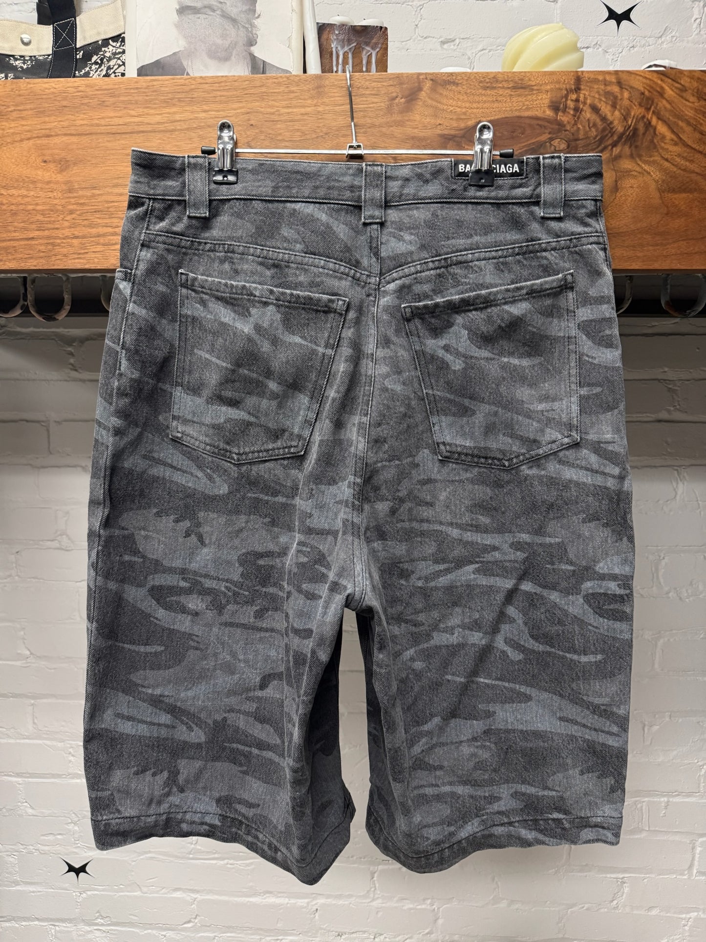 SS2021 Balenciaga Camo Heavyweight Denim Shorts