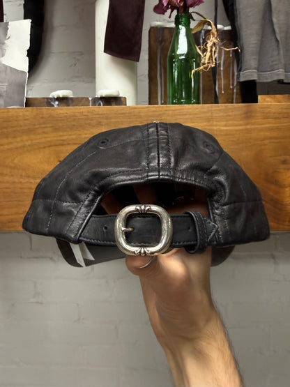 Chrome Hearts ‘Spiderweb’ Black Lambskin Leather Hat with .925 Silver Hardware