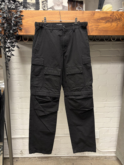 2022 Balenciaga Black Ripstop Convertible Black Cargo Pants
