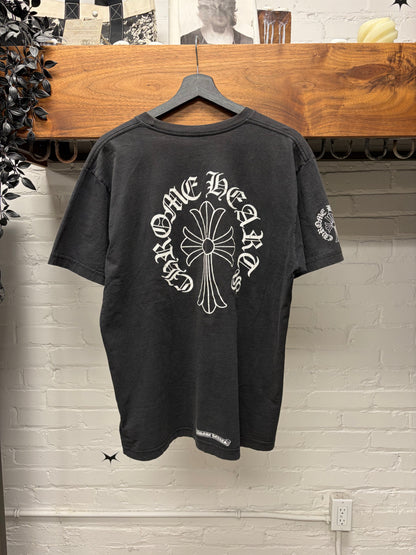 Vintage Chrome Hearts ‘Script Logo’ / Cross Back Faded Black Graphic T-Shirt