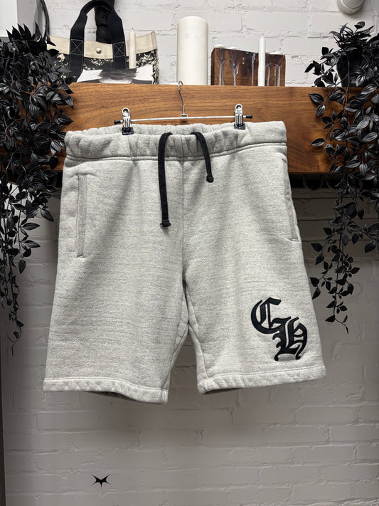 Chrome Hearts ‘CH Logo’ Heavyweight Patched Grey Cotton Shorts