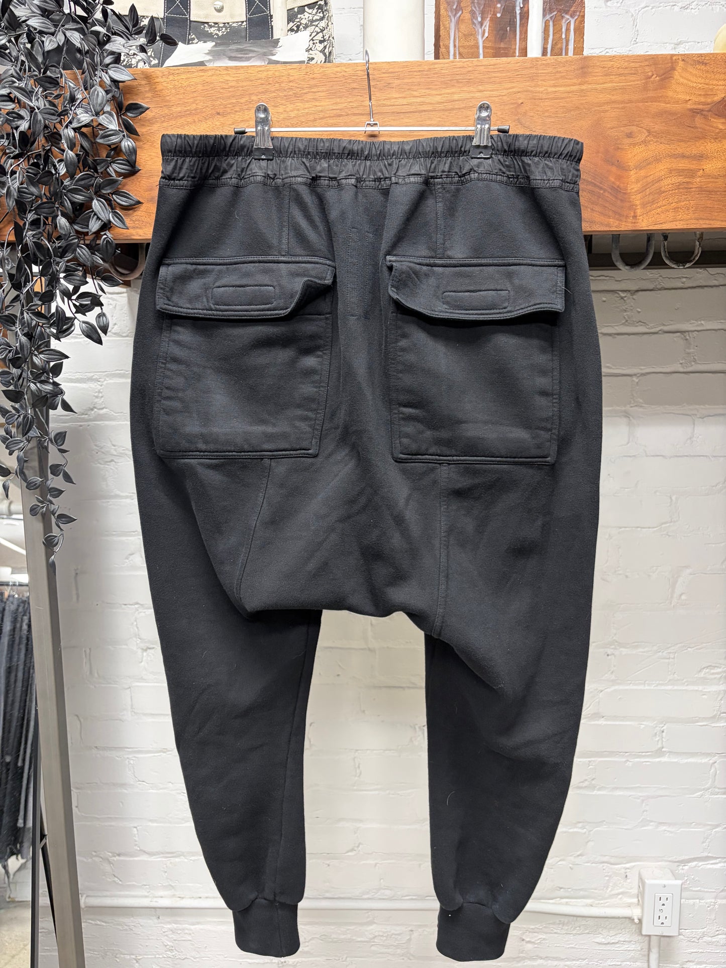 Rick Owens Drop Crotch Black Drawstring Sweatpants