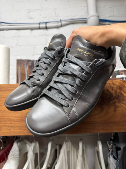 Saint Laurent SL/01 Grey Leather Low Top Sneakers