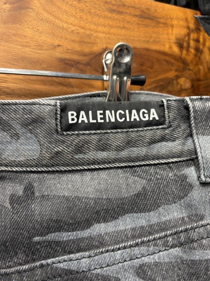 SS2021 Balenciaga Camo Heavyweight Denim Shorts