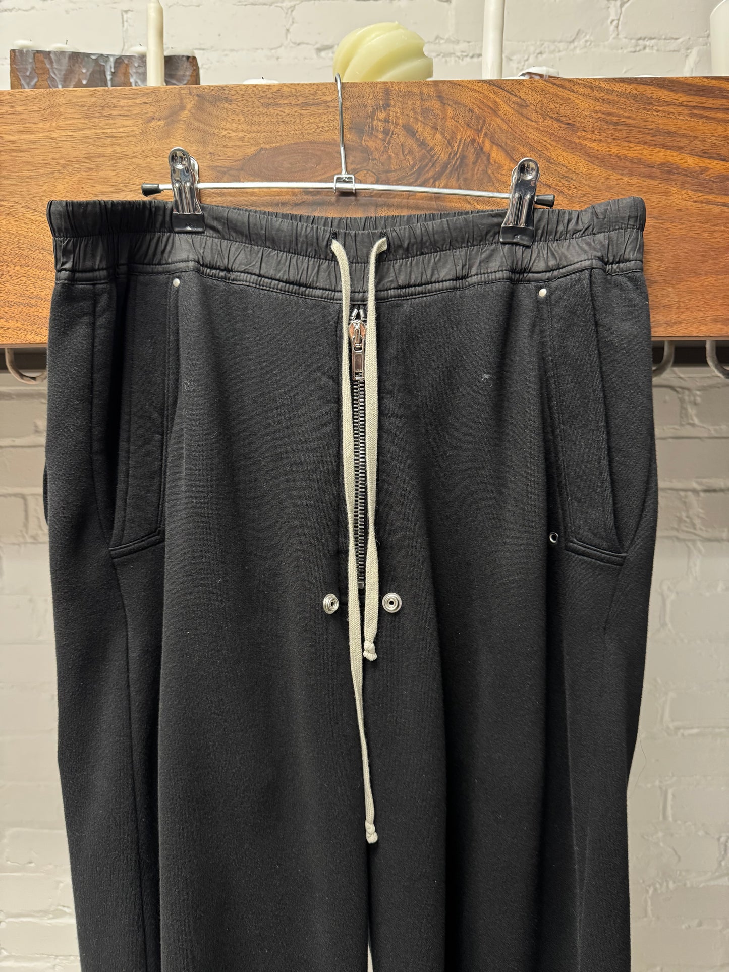Rick Owens ‘Bela’ Black Cotton Wide Leg Drawstring Sweatpants