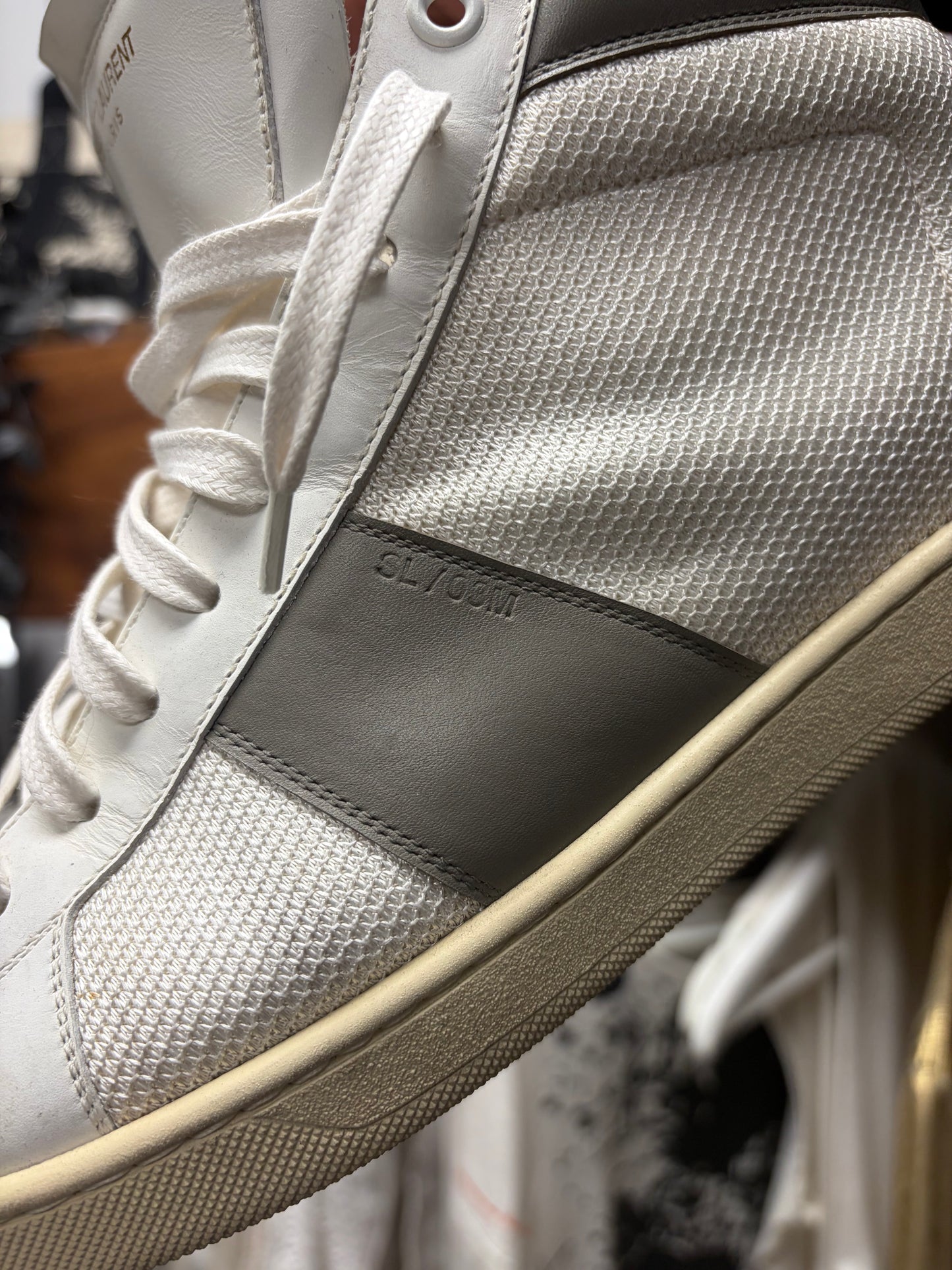 Saint Laurent ‘SL03M’ White Leather Mid Top Casual Sneakers