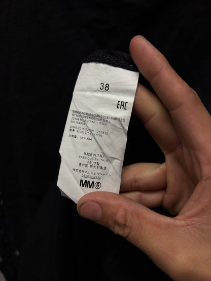 SS2018 Maison Margiela Black Cotton Long Sleeve Shirt with Lace Sleeves